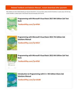 Comprehensive Guide to Programming with Microsoft Visual Basic 2017 | PDF
