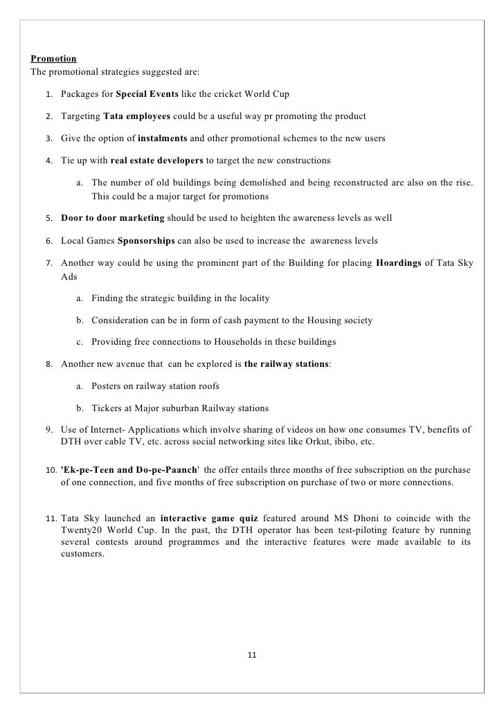 8494250 Tata Sky Marketing Plan