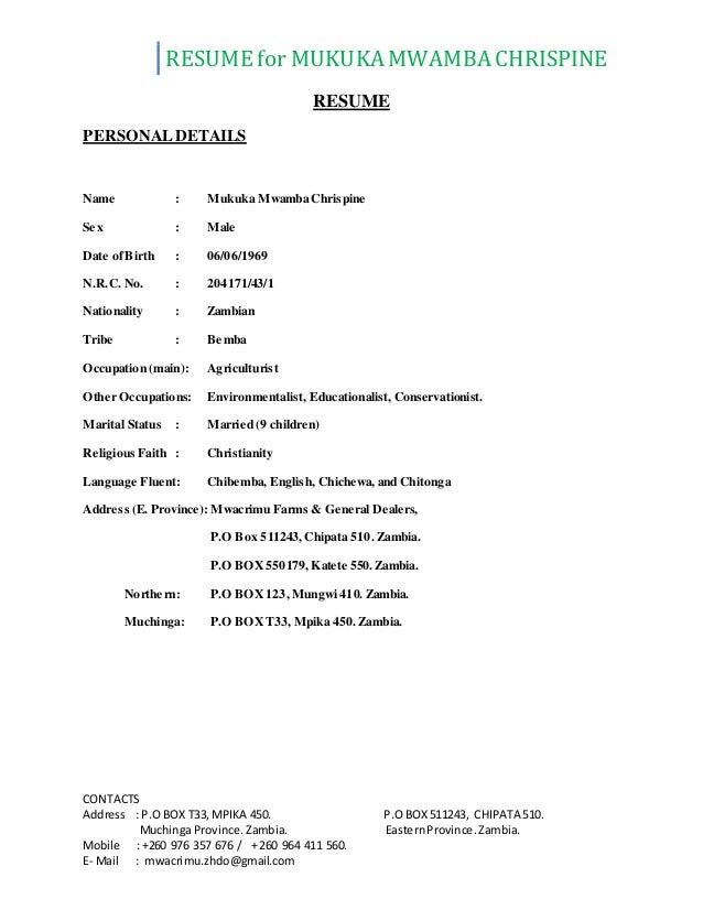 resume contacts