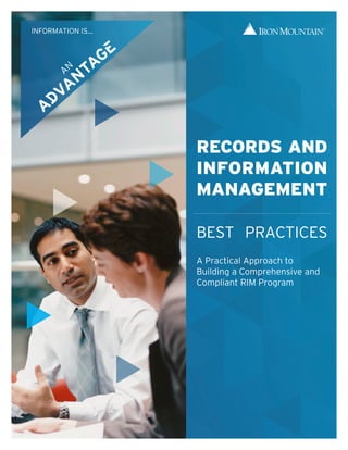 RECORDS AND
INFORMATION
MANAGEMENT
BEST PRACTICES
A Practical Approach to
Building a Comprehensive and
Compliant RIM Program
INFORMATION IS...
AN
 