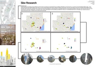 Site Research
Setting the scene
I choose the age and materiality of local buildings for the site research. I first began by researching the famous buildings in Manhattan, narrowing it down to a small area around the MetLife building. Image ... shows
the age of the age of the notable buildings in the vicinity, it was not possible to find the age of the less well known buildings. As this graph is a bit sparse I then began to look at the materiality of the buildings. If I had
have been able to visit the site I would have done a walk around survey of the buildings, as I could not be there I used Google street view to do this instead. The bottom images show a few snap shots of this survey. I still
could only get an estimation of Materiality, I was still able to gain a good understanding of how the buildings near MetLife are made up. To make MetLife blend into its surroundings more I used this research to
influence the type and colour of materials which could be used in the facade.
Amy Leggett-Auld
Architecture In Context
Portfolio
Site Research
Page 2
3. Conceptual model of a porthole window
4. Info-graphic map showing local building materials 5. Info-graphic map showing local building age
6. Info-graphic showing local building materials 7. Info-graphic showing local building age
8. Screen shots from Google Street-view
 
