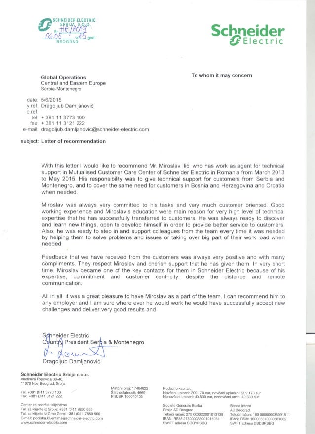 letter of recommendation schneider electric electrician letter of recommendation