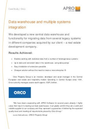 Apro Case Study Orco Datawarehouse