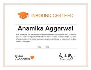 anamika aggarwal inbound certificate