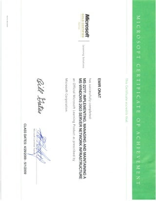 Certificate MS-2277 April 2009