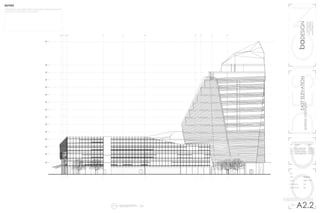 baDESIGNbaDESIGN
1000latahstreet
seattlewashington
(360)710-9295
bad@ssdesign.com
EASTELEVATION
spokane,washington
no.	revision		 date
01	 client approved	02202015
02	 revised c order	02222015
03	 revised rendering	02262015
04	 client approved	02282015
ele
date			 02202015
scale			 3/64” = 1’0”
drawing by		 bd
reviewed by	 dg
A2.2
N
A7
N
EAST ELEVATION
SCALE 3/64” = 1’0”
a b c d e f g h i j k
LEVEL 1
1’-18’
LEVEL 2
18’-30’
LEVEL 3
30’-42’
LEVEL 4
42’-54’
LEVEL 5
54’-66’
LEVEL 6
66’-78’
LEVEL 7
78’-90’
LEVEL 8
90’-102’
LEVEL 9
102’-114’
LEVEL 10
114’-126’
LEVEL 11
126’-138’
LEVEL 12
138’-150’
LEVEL 13
150’-162’
LEVEL 14
162’-174’
LEVEL 15
174’-204’
+RESIDENTAIL BALCONIES OPEN UP FACADE AT VIEWING HEIGHTS
+EAST SIDE FOR SERVICE ACCESSIBILITY
NOTES
 