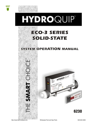 NEXT




                                   ECO-3 SERIES
                                   SOLID-STATE

                     SYSTEM OPERATION MANUAL




                                                                                                                                                            p     1
                                                                                                                                                        Pum

                                                                                                                                                              2
                                                                                                                                                           mp
                                                                                                                                                    *Pu

                                                                                                                                                              r
                                                                                                                                                        *Ai


                                                                                                                                                           ne
                                                             h   t                                                                                      Ozo
                                                          Lig
                                                            ER
                                                        POWTROL                                                                                            x.
                                                          N
                                                        CO TCH ation                                                                                    *Au
                                                            I
                                                        SWr to Opersting
                                                                   te
                                                        Refe al for nal
                                                            u
                                                        Man operatio
                                                        and dures                                                                                          x.
                                                                                                                 f                                      *Au
                                                        proce
                                                                                                               em
                                                                                                          Syst
                                                                                                  ostic
                                                                                                                                                                 al
                                                                                                                                                            tion
                                                                                                                                                        * Op
                                                                                           iagn
                                                                                    al D
                                                                           f Visu
                                                                     VDS                                          t is
                                                                                                              ligh efer to                      TAT
                                                                                                                                                    E
                                                                                                         VDS      r
                                                                                                     If a inated, ual for                   ID-S EM
                                                                                                     illumers Ma
                                                                                                     Own ls
                                                                                                                 n
                                                                                                                                        SOL SYST
                                                                              F us
                                                                                  e
                                                                                                                            T ER          OL
                                                                                                                                      NTR
                                                                                                     detai
                                                                        tem                                              HEA
                                                                     Sys
                                                                                   e
                                                                                                                           ON
                                                                                                                                   CO
                                                                               Fus
                                                                          p1              t.)
                                                                     Pum              (Op
                                                                                  use
                                                                              ry F
                                                                         ilia
                                                                     Aux




                                                                                                                                                10 4




                                                                                                                                                               6230

       http://www.MyPoolSpas.com     Wholesale Pool and Spa Parts                                                                                                     920-925-3094
 