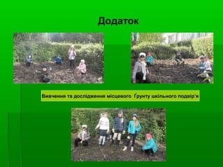 Додаток
Вивчення та дослідження місцевого Ґрунту шкільного подвір’я
 