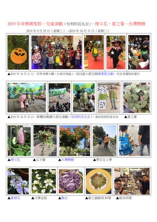 85 19年帝標萬聖節 兒童演戲 哈利的花毛衣 煙斗花 愛之蔓 台灣欒樹 19 09 25 19 10 31