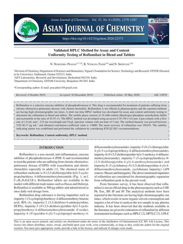 Validated HPLC Method for Assay and Content Uniformity Testing of