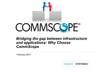 Bridging the gap between infrastructure
and applications: Why Choose
CommScope
February 2013
 