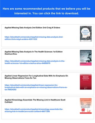 Applied Missing Data Analysis Methodology In The Social Sciences