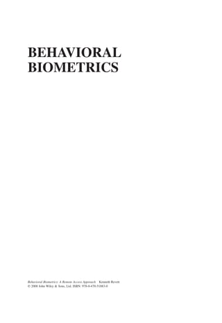Behavioral Biometrics Remote Access Approach 1st Edition Kenneth Revett ...