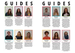 G U I D E S
Georgina D’Souza
Contributor
Emily just graduated with an
English degree from Durham
University and actually celebrated
her 21st birthday whilst in Berlin.
Rarely seen without a book in
her hand, pointing out cute dogs
on the U-bahn and sampling all
noodles in sight to practise the
use of chopsticks are some of her
favourite past-times.
Pocahontas come Carrie Brad-
shaw, Georgina was made for the
finer things in life. Having spent
her summer twirling along ave-
nues and wreaking havoc on the
dance floor, Berlin is her new
stomping ground. Don’t be
fooled - every inch of her 5-foot
stature oozes sass.
With a pilsner in one hand and
pie loyalty card in the other, this
northern girl has found the per-
fect fusion of both her great loves
in Berlin. Undertaking a masters
in International Communication
at Leeds University, Kate has tak-
en this summer to fully embrace
the city’s notorious nightlife,
strictly for research purposes she
insists.
Don’t let yourself be tricked by his
quietness and apparent lack of
interest in human
relationships. Go and chat him
up! Interested in theater and
cultivating an insane passion for
history, this witty 26 years old
New Jersey guy won’t miss to
entertain you with his odd but
nailing humor.
This American northwest native
loves a good vodka based cocktail
and the correct usage of the
Oxford comma. If you find her
wandering the streets of Morocco,
please point her in the direction
of the nearest hostel and local
food eatery, you are sure to make
her a happy traveler.
Recent Bath Spa graduate Anna
enjoys photography, art and 90s
punk music.A self confessed hy-
pochondriac, she is surprised she
made it through the production of
this booklet. Keen on chai lattes.
Emily Bearley-Bayliss
Contributor
Kate Griffiths
Contributor
Nathan Kusisto
Contributor
Lauren Lamson
Contributor
Annabelle Lauder
Contributor & Layout
G U I D E S
This future sommelier from the
Midwest is a recent graduate of
University of Wisconsin-Stout. His
adventurous spirit led him to Eu-
rope for the summer, where he’s
spent his time tasting European
wines and discovering the best
hamburgers known to mankind.
If you’re ever in need of a helping
hand, Matt’s your guy. He might
even buy you a kebab.
Ally comes from Cannock (wher-
ever that is) and has just gradu-
ated from Nottingham University
with a degree in Psychology.
Highlights of her CTR experience
include lurking in the laundrette
for the free WiFi and ‘reviewing’
every Macdonald’s in Berlin,
although waking up before 3pm
every day for language class has
proved to be a struggle.
Having moved around the US,
Chandler currently lives in Pikev-
ille, Kentucky. She plays defender
for her University’s women’s
lacrosse team and usually has at
least two broken bones. CTR has
taught her how extraordinary
Berlin is and hopes to move there
after graduation. Chandler has
completed 2 out 3 of her months
with the project and has loved
every second of it.
The always entertaining Paolo
Andrea Pidello, 21, hails from
Turin, Italy. He is currently
studying business management.
Some of his interests include
traveling, meeting people from
other cultures, and cooking.
This beautiful burrito hails from
Reading, England but is currently
studying film and creative writing
at Portsmouth University. She
aspires to be work for a publisher
putting her editing skills to use.
She loves Haribo but don’t give
her any after Midnight or she’ll
turn into a gremlin and you will
have to hide to save your own life.
The wonderfully talented Hayleigh
is currently studying magazine
journalism at Drake University.
Her hobbies include eating copi-
ous amounts of salami and laugh-
ing at her British roommate’s
tendency to drink a little too much
tea. She has produced countless
top quality reviews and has been
able to use her knowledge of
journalism and editing to help out
anyone who needs it.
Matt Lyne
Contributor & Layout
Ally McLaren
Contributor
Chandler Pacheco
Contributor
Paolo Pidello
Contributor
Jasemine Richards
Contributor
Hayleigh Syens
Contributor
 