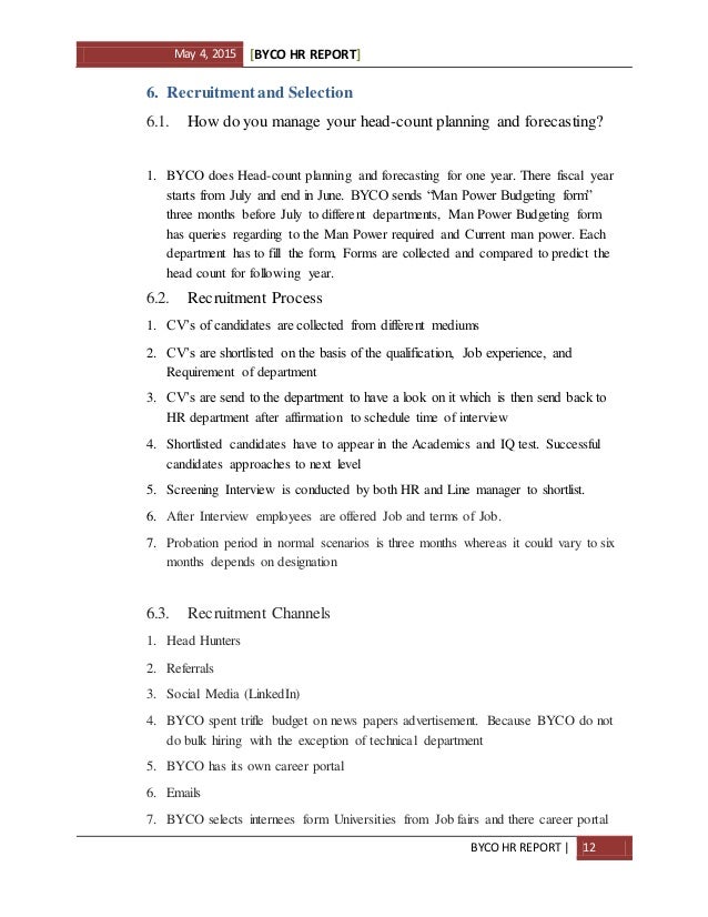 Sample hr report to board picture