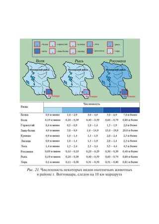 Ðèñ. 21. ×èñëåííîñòü íåêîòîðûõ âèäîâ îõîòíè÷üèõ æèâîòíûõ
â ðàéîíå ã. Âîòòîâààðà, ñëåäîâ íà 10 êì ìàðøðóòà
Copyright ОАО «ЦКБ «БИБКОМ» & ООО «Aгентство Kнига-Cервис»
 