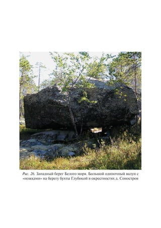 Ðèñ. 26. Çàïàäíûé áåðåã Áåëîãî ìîðÿ. Áîëüøîé îäèíî÷íûé âàëóí ñ
«íîæêàìè» íà áåðåãó áóõòû Ãëóáîêîé â îêðåñòíîñòÿõ ä. Ñîíîñòðîâ
Copyright ОАО «ЦКБ «БИБКОМ» & ООО «Aгентство Kнига-Cервис»
 