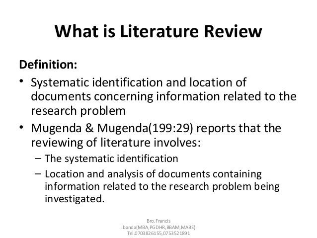 scholarly definition of literature review pdf