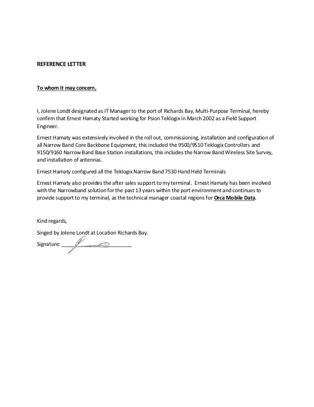ernest hamaty reference letter mpt terminal signed singed letter