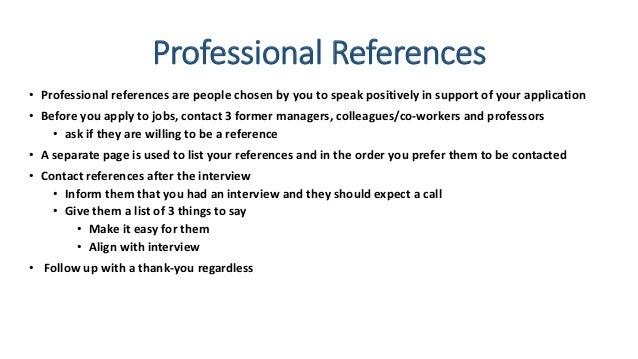 how to list professional references