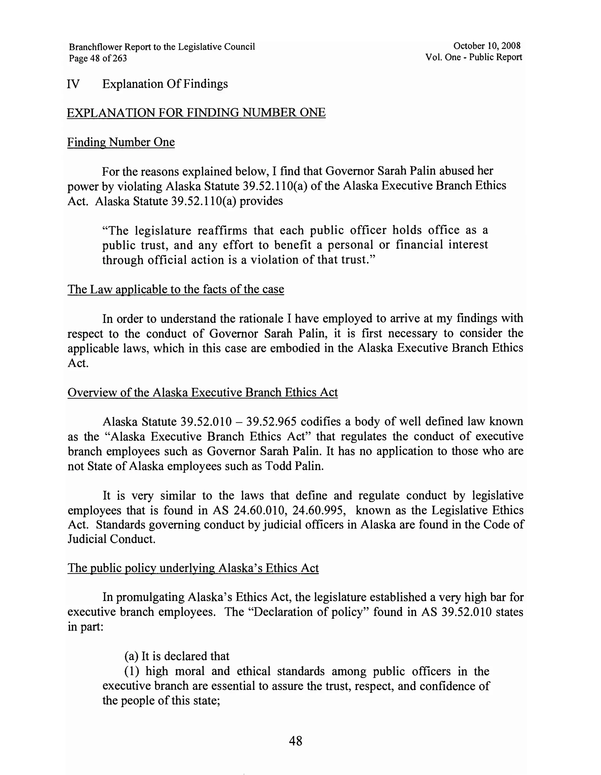 Sarah Palin Troopergate Report