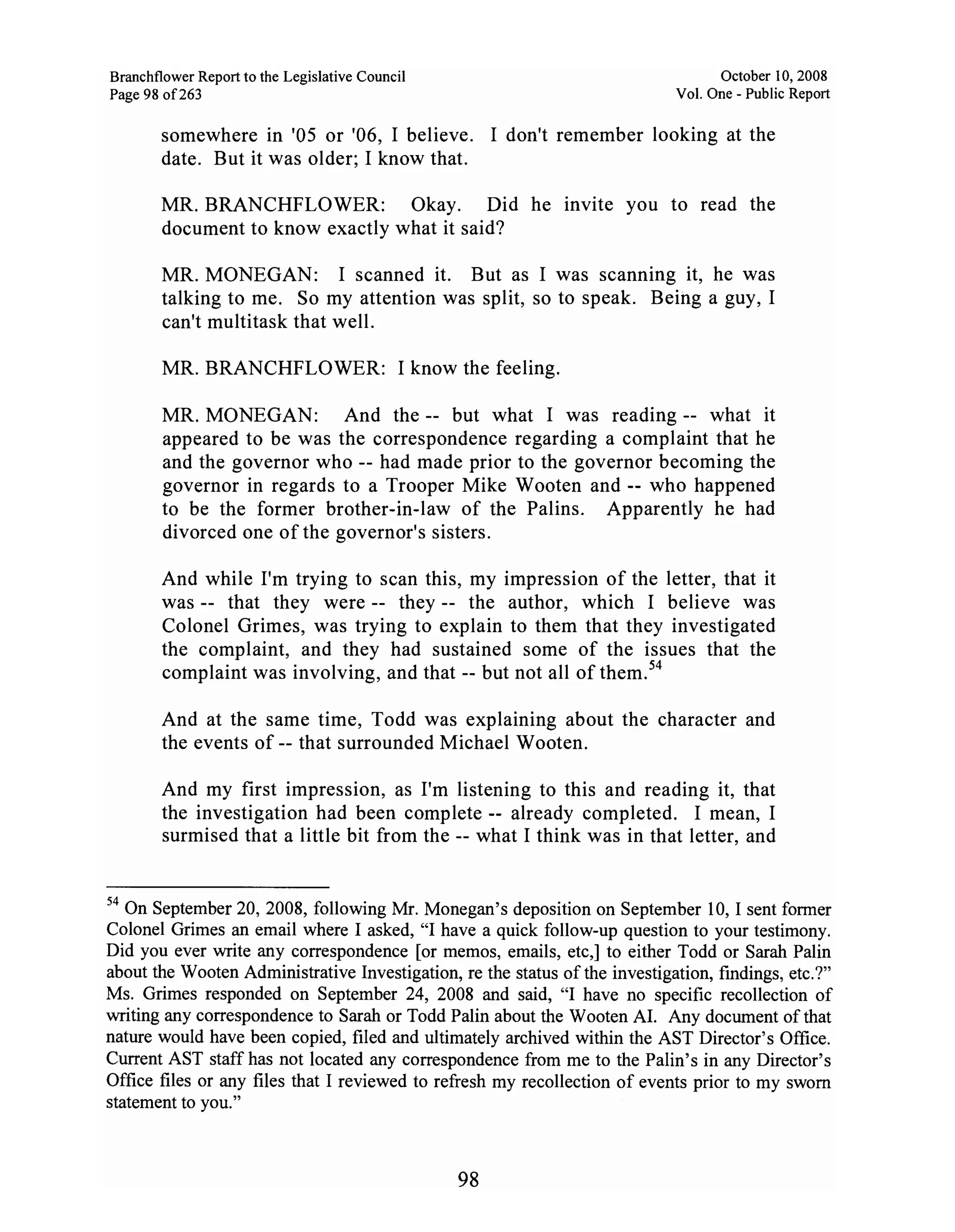 Sarah Palin Troopergate Report