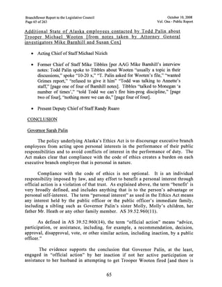 Sarah Palin Troopergate Report