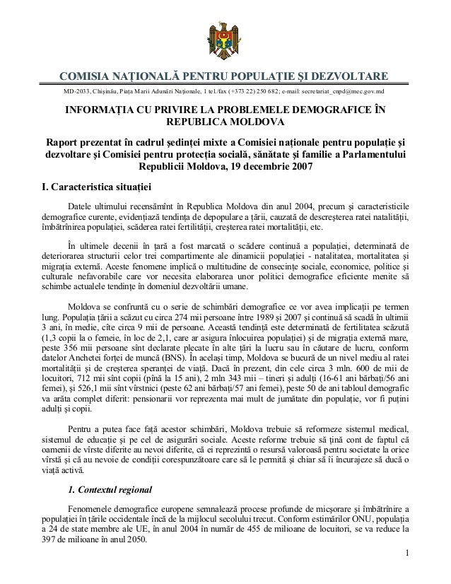 8550 Situatia Demografica In Republica Moldova