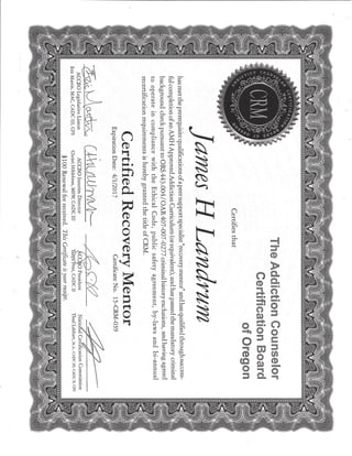 Recovery Mentor Certificate