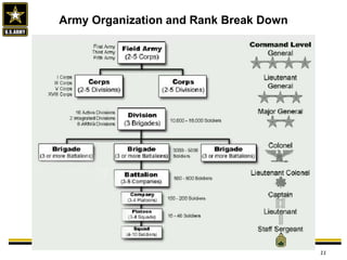 Army Organization and Rank Break Down
11
 