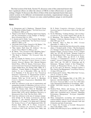 Management Control Systems Performance Measurement Evaluation and ...