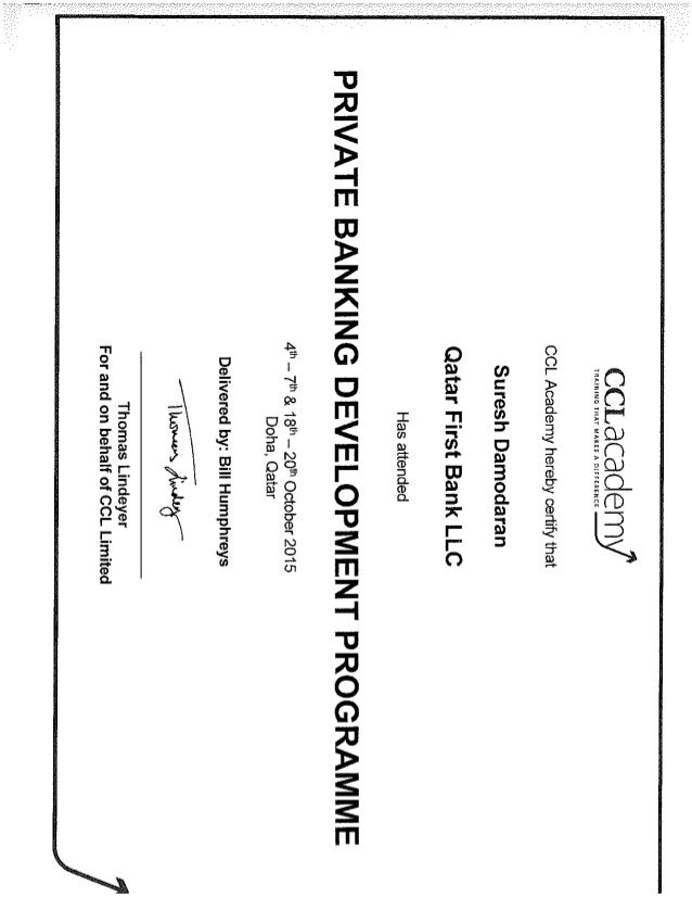 Private Banking Development Program Certificate