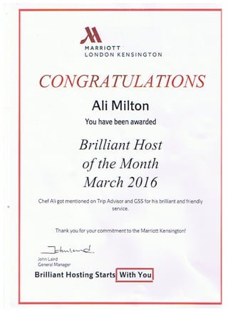 marriott brilliant host of the month