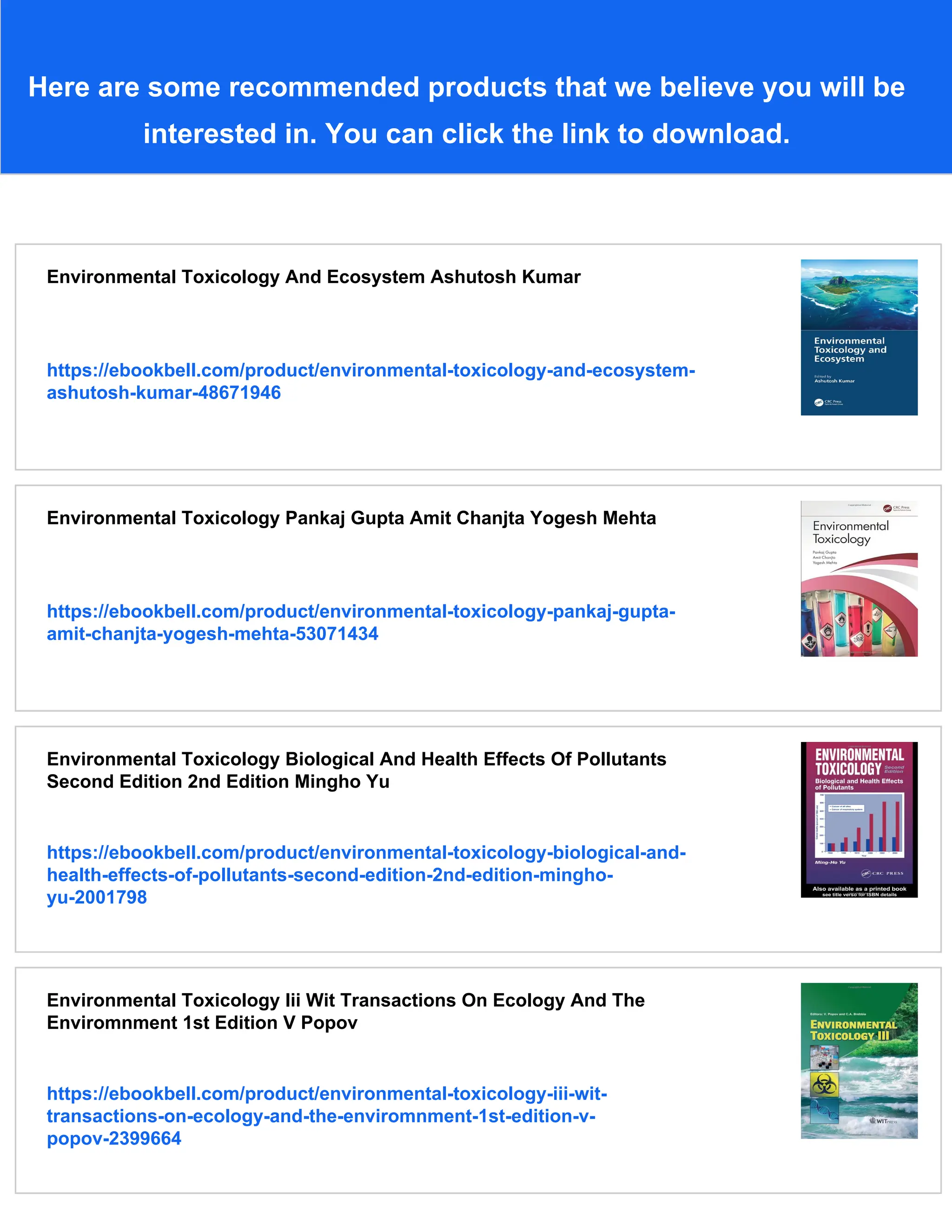 Environmental Toxicology Tp Mommsen And Tw Moon Eds | PDF