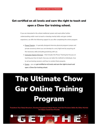 Basic Training Chow Chow Gar Training Program | Master Martial Arts with MyChowGar | PDF