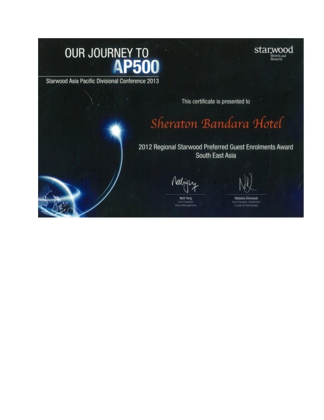 2012 Regional Starwood Preferred Guest Enrollment Award Sea