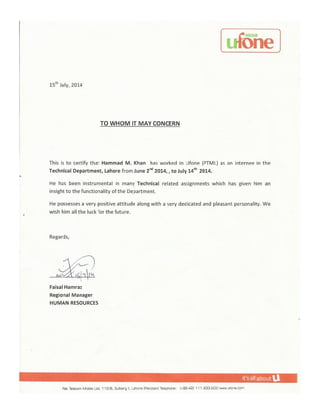 Ufone letter
