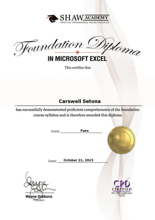 Diploma in Excel