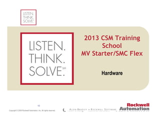 Copyright © 2009 Rockwell Automation, Inc. All rights reserved.
(Confidential – For Internal Use Only)
Insert Photo Here
Hardware
10
2013 CSM Training
School
MV Starter/SMC Flex
 
