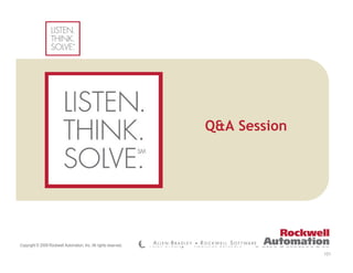 Copyright © 2009 Rockwell Automation, Inc. All rights reserved.
(Confidential – For Internal Use Only)
Insert Photo Here
101
Q&A Session
 