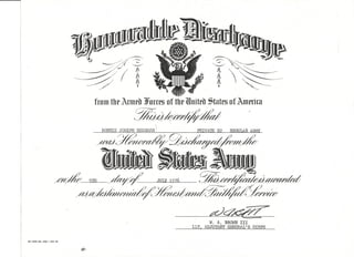 US Army 1976 Honorable Discharge without SS number