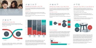 Now is the time to establish a budget - and stick to it - in order to manage
your expenses and increase your cash flow. Eliminating debt and building an
emergency fund are your top priorities.
Hitting Your Stride in your 40s  50s
As you become free from consumer debt and increase your disposable income,
your full focus should be on building wealth for your future and children’s
education. Estate planning and long term care are also on your mind with
good reason.
The Impact of Losses
Proper insurance coverage can help you guard against the impact of losses.
At this stage losses are magnified because you not only have to recoup what
was lost, but catch up to the progress you were making.
This chart shows why a 50% loss in an account then requires a 100% gain just
to get even.
Starting Out in your 20s
Responsibilities such as student loans and credit cards are often at their
highest when your cash flow is at its lowest. It’s important to have a strategy
to manage or eliminate your debt.
The X-Curve
Living On Your Terms in your 60s  up
After years of careful planning and commitment to your goals, you’ll
continue to discover that financial independence still requires work in the
form of estate planning and deciding how to enjoy each day in retirement.
Having an estate plan in place will help:4
• Avoid probate costs (3-8%5
of your total assets)
• Manage estate taxes. Current tax law exempts estates valued up to
$5,250,000 from estate taxes, but estates valued more than that can be
taxed up to 40%.6
• Ensure your legacy reaches your intended heirs
• Establish medical and financial powers of attorney so that your finances
and health are taken care of should you become incapacitated
The 3-Legged Stool
$286.45
/mo
$1,697.73
/mo
$5,466.09
/mo
$13,609.73
/mo
40
yrs
20
yrs
10
yrs
5
yrs
That’s exciting to think about. But consider the interest rate on your credit
card. Is it 18%? Higher? The Rule of 72 can work against you just as
powerfully as it can work for you. Debt management is still important.
The Rule of 72 doesn’t consider taxes. Taxes can increase the amount of time
it takes for money to double. Your financial professional can help you develop
a strategy that considers the impact of taxes.2
Establishing Yourself in your 30s
As your income grows, perhaps along with a young family, you can begin to
look beyond debt to building wealth and protecting loved ones with proper
insurance coverage.
The Rule of 721
The Rule of 72 is an estimation of the time it takes for money to double.
Divide the number 72 by the rate of return, and the result is the approximate
number of years for money to double.
Notice how a $5,000 investment at age 29 doubles faster as the rate
of return increases.
The Cost of Waiting3
Just as loss can be expensive, so can waiting. Perhaps it’s taking you longer than
expected to pay off your consumer debt. Circumstances like these and others,
such as the rising cost of living, can keep you from thinking about the future.
This chart shows how much you need to set aside each month to reach a $1
million retirement goal, based on a monthly compounded rate of return in a
hypothetical 8% tax-deferred account. No matter where you are in life or in
building a financial strategy, the key is to begin saving now.
The Three-Legged Stool refers to the traditional retirement income model
which was composed of a Social Security check, a company pension, and
your personal savings. When Social Security started there were 42 people
working for every one retired.7
Last year it was less than three to one.
Pensions are becoming a thing of the past, which leaves personal savings.
With the 3-legged stool of retirement all but crumbled, there has been
a shift to personal responsibility. It’s important to learn the right balance
between what you spend now and what you save for later.
Working with your financial professional is the best way to prepare for
the future and for how you’ll live life on your terms.
Personal
Savings
Social
Security
Company
Pensions
$10,000
$20,000
$20,000
$40,000
$10,000
$40,000
$10,000
$320,000
$80,000
$20,000
$20,000
$10,000
$80,000
$40,000
65
59
56
53
47
41
38
35
29
$160,000
AGE
Younger Older
Generally
Less
Secure
Generally
More
Secure
50%
Gain
$7,500
$10,000
$10,000
$5,000
100%
Gain
50%
Loss
The six steps should be factored into
each stage of life, but here the focus is
on the steps most relevant and typical
to each stage.
$5,000 $5,000 $5,000$5,000
4% 8%6% 10%
 