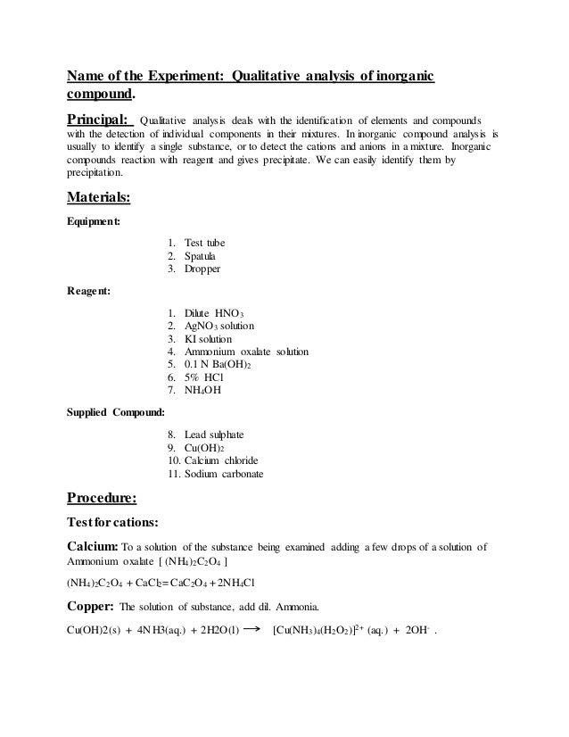 Qualitative analysis of compound