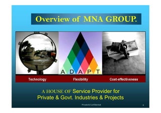 Overview of MNA GROUP.
A HOUSE OF Service Provider for
Private & Govt. Industries & Projects
Private & Confidential 4
 
