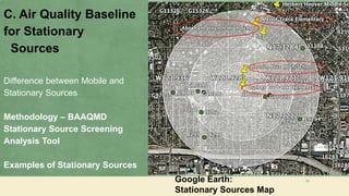 C. Air Quality Baseline
for Stationary
Sources
Difference between Mobile and
Stationary Sources
Methodology – BAAQMD
Stati...