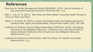 References
• Bay Area Air Quality Management District (BAAQMD). (2010). Source inventory of
bay area greenhouse gas emissi...