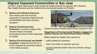 1. Reduce Air Pollution Exposure:
from existng and new sources,
especially in impacted neighborhoods
per BAAQMD and other ...