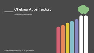 1
MOBILISING BUSINESS
Chelsea Apps Factory
©2014 Chelsea Apps Factory Ltd. All rights reserved.
 