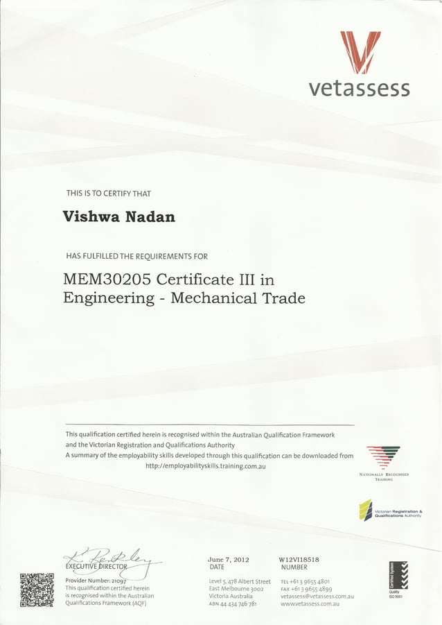 VETASSESS CERTIFICATE PDF