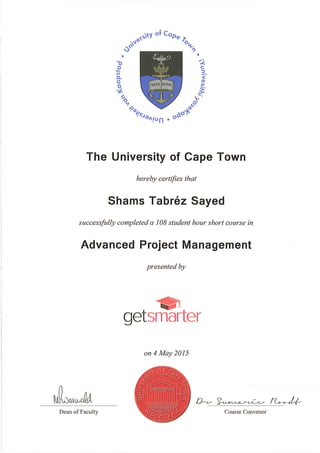S.Sayed - Advance Project Management Certificate